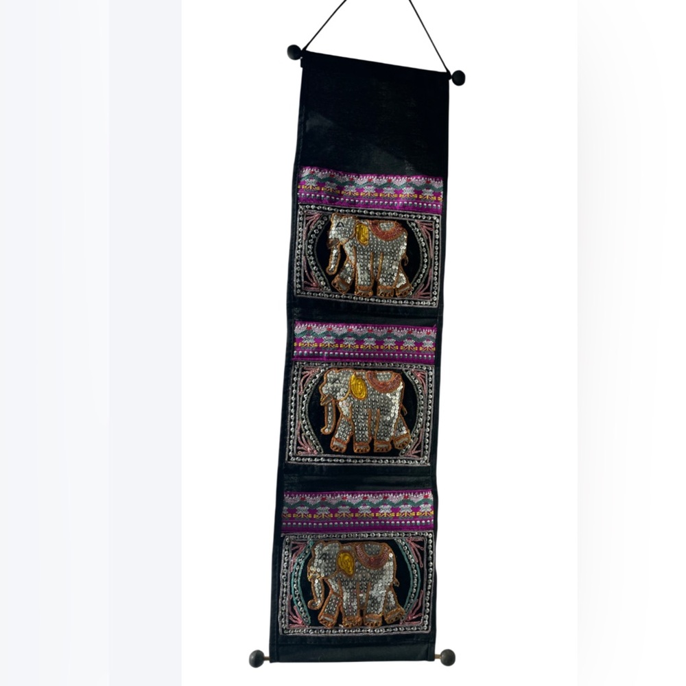 Thai Elephants Tapestry Mail Letter Organizer Handmade Art Home Decor - Picture 2 of 7